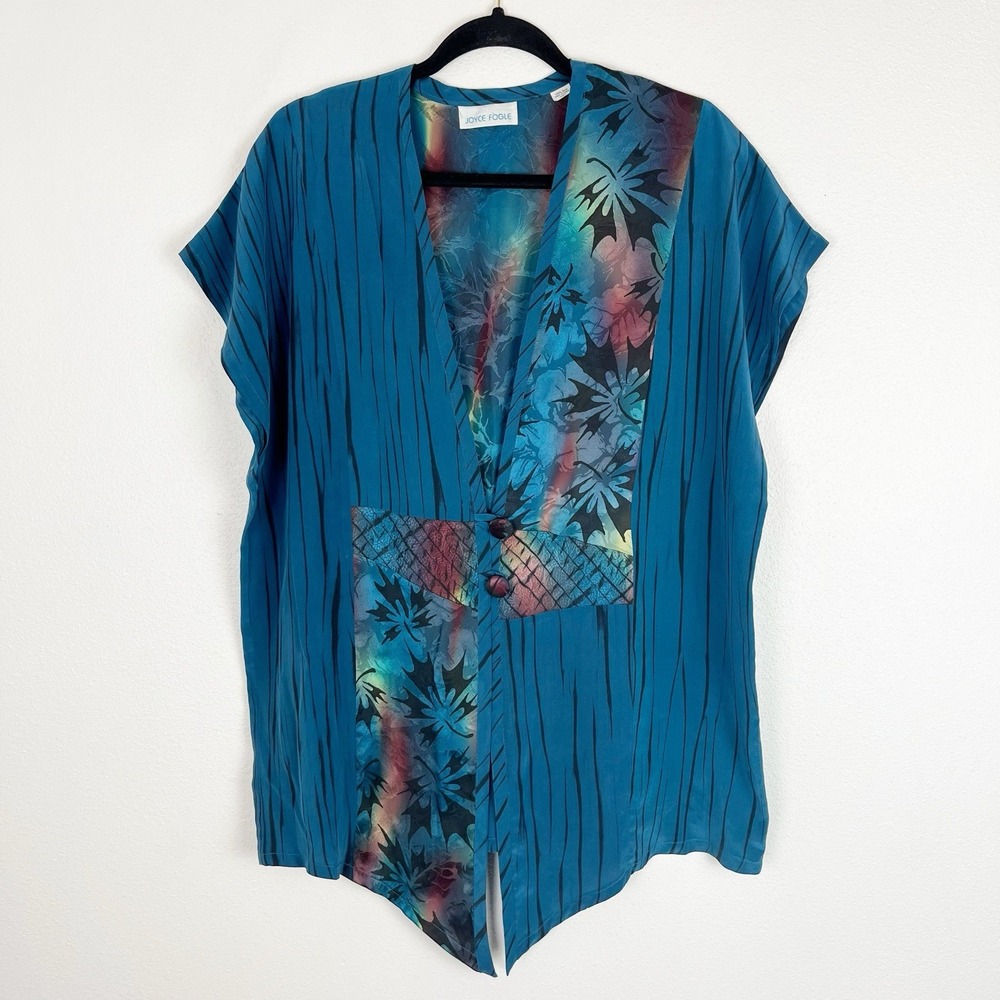 Joyce Fogal Silk Blouse Tunic Oversized Small